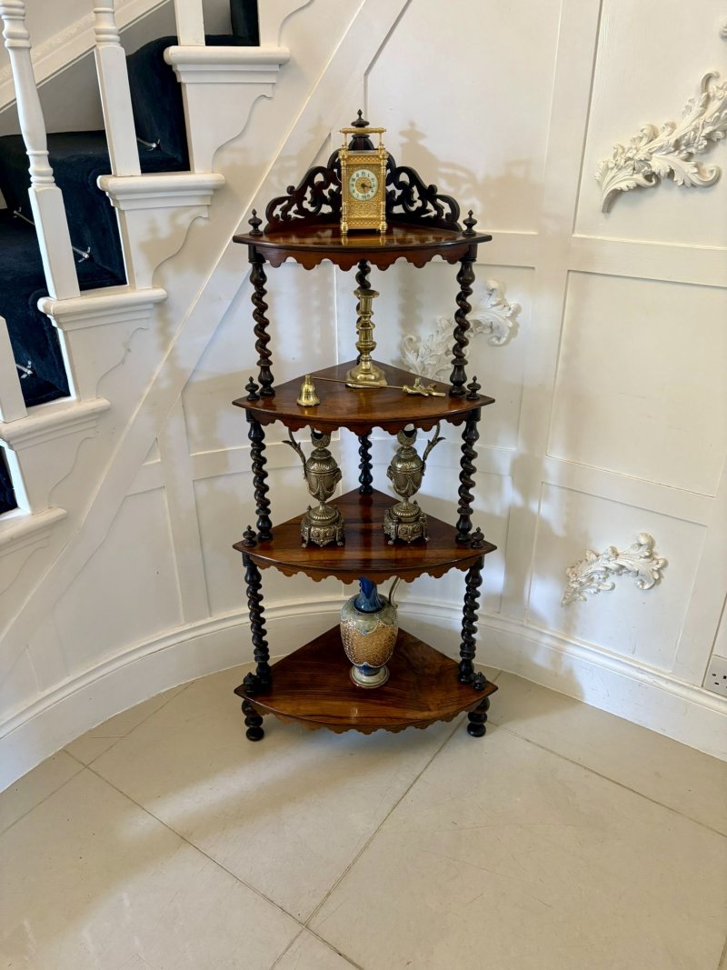 Superb Quality Antique Victorian 4 Tier Rosewood Corner Whatnot - Image 3